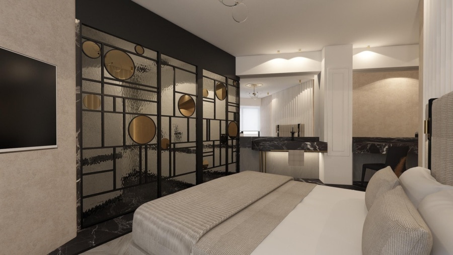 The sleek interiors of these luxury rooms Athens, Plaka by ESSE Athens.