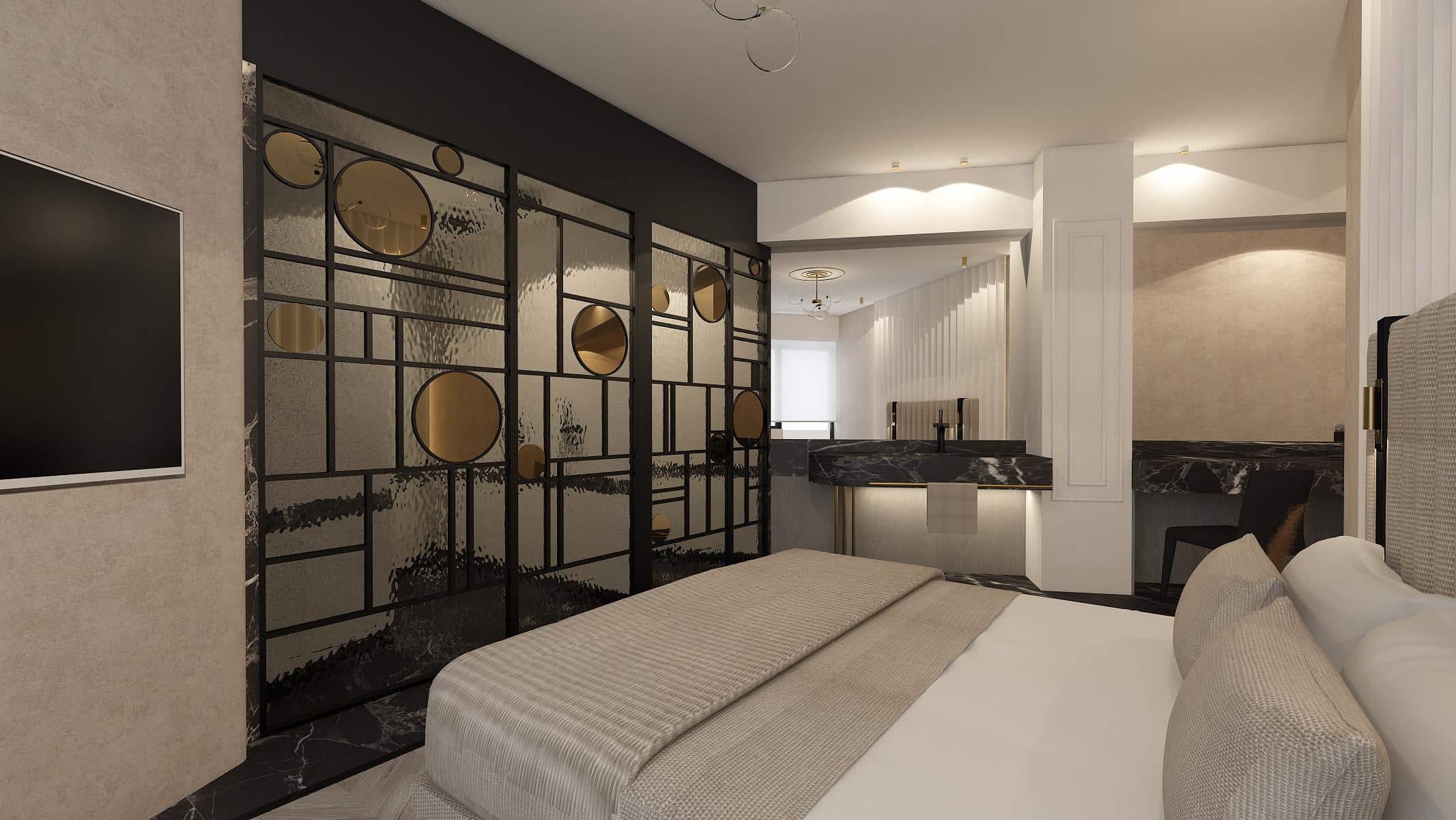 The sleek interiors of these luxury rooms Athens, Plaka by ESSE Athens.